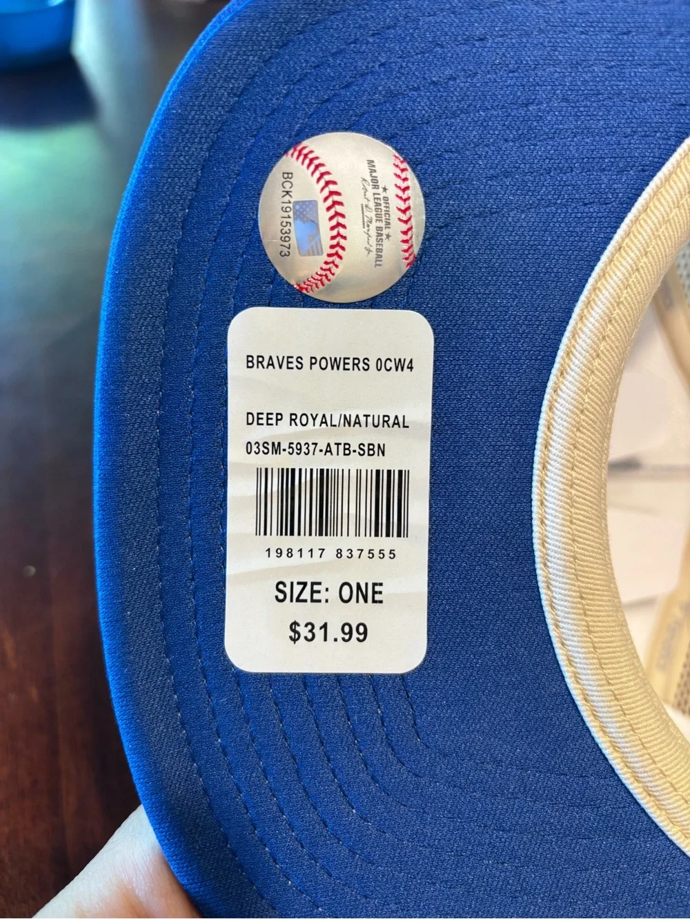 Fanatics Blue and Cream Atlanta Braves Trucker Hat with Red Logo